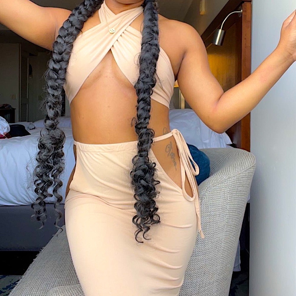 Tan cut out skirt set